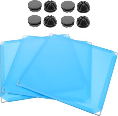 VICASKY 3pcs Cat Litter Box Splash Guard Protector Enclosure with Easy Installation for Various Litter Box Stylish Blue Embossed Design with Black Clips for Pets